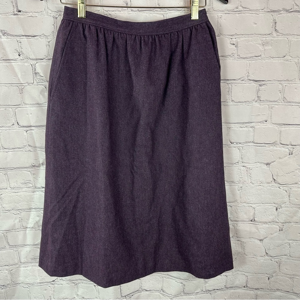 vintage evan picone wool blend deep Purple midi full Skirt sz 12